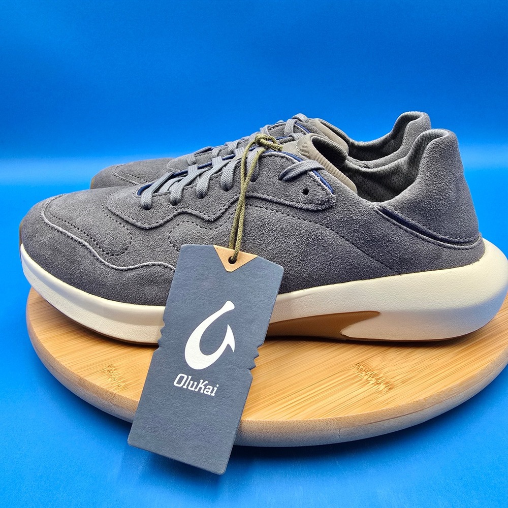 OluKai Koheo Men's Charcoal Suede Leather Lace Up Sneakers Shoes US 9 EUR 42